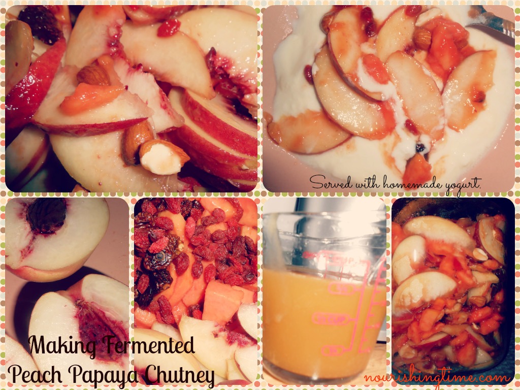 Making fermented peach papaya chutney