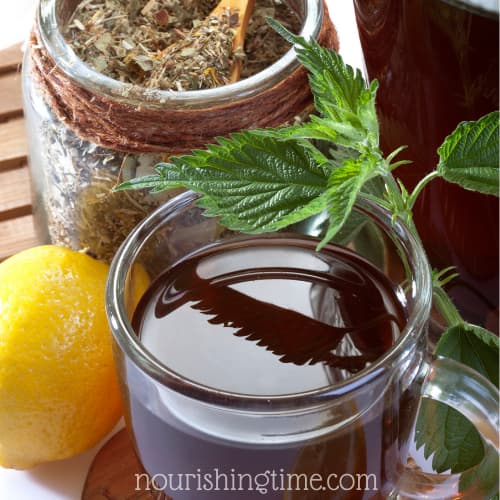 Nettle Infusion with lemon, dried and fresh nettle leaves