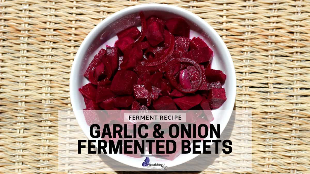 Garlic & Onion Fermented Beets in a white bowl